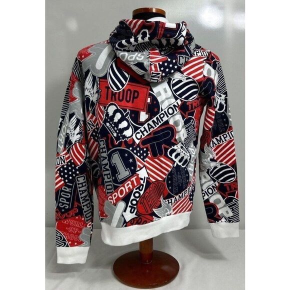 NEW WORLD OF TROOP HOODIE JUNIOR SMALL BLK/RED/MULTICOLORED - Picture 2 of 6